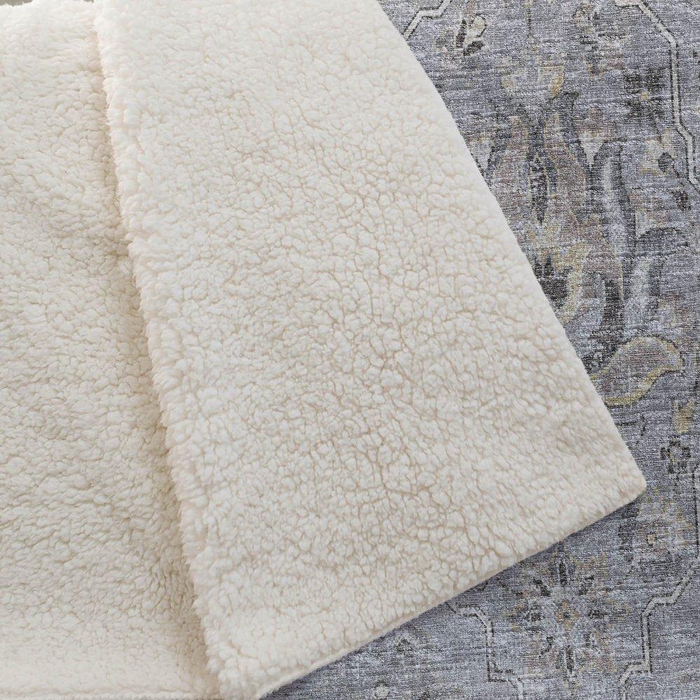 50" X 70" Charcoal And Gray Floral Polyester Woven Plush Throw Blanket