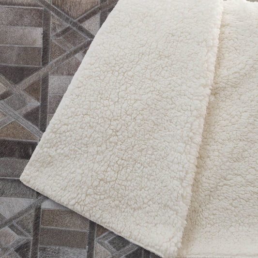 50" X 70" Gray Black And Beige Geometric Polyester Woven Plush Throw Blanket