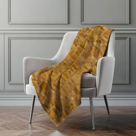 50" X 70" Brown Beige And Coffee Geometric Polyester Woven Plush Throw Blanket