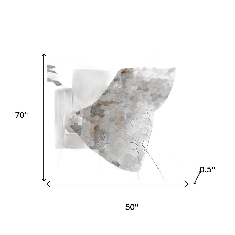 50" X 70" Black Brown And Ivory Geometric Polyester Woven Plush Throw Blanket