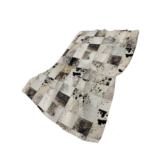 50" X 70" Granite Gray Black And Ivory Animal Print Polyester Woven Plush Throw Blanket