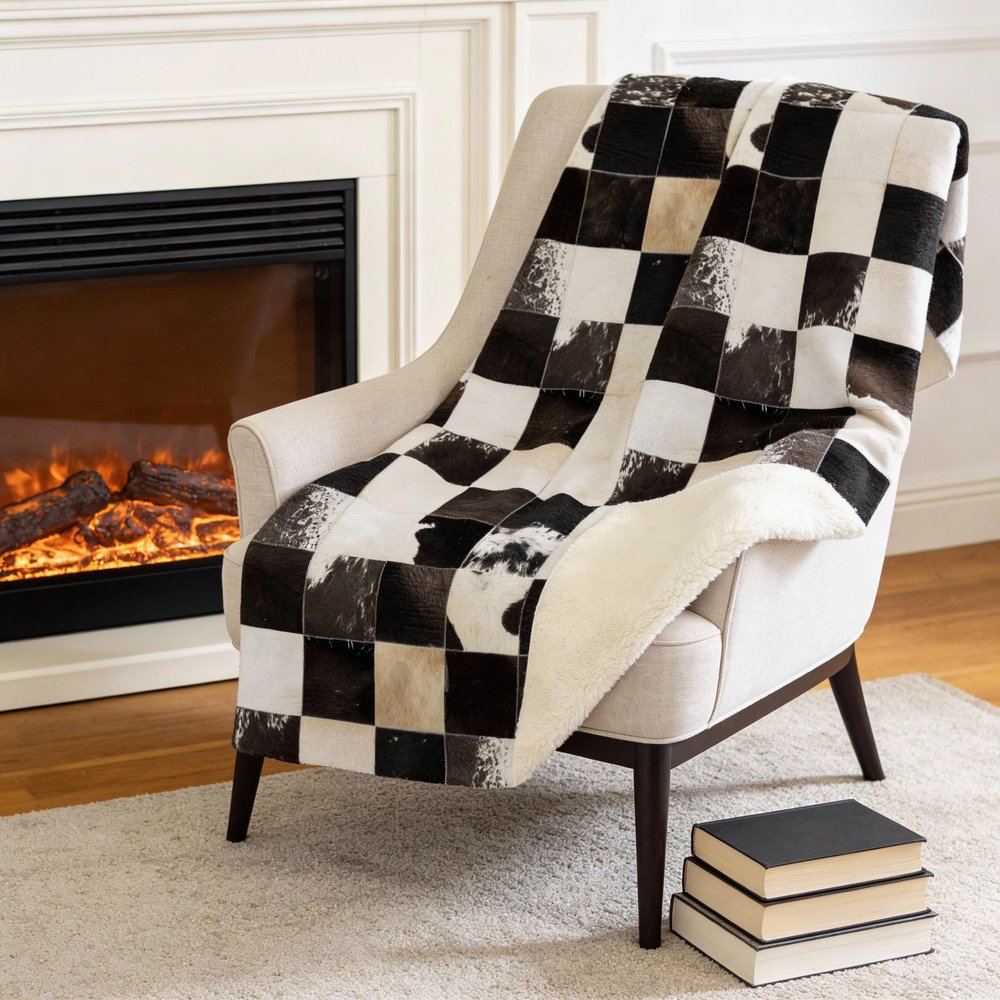 50" X 70" Black Ivory And Beige Animal Print Microfiber Plush Throw Blanket