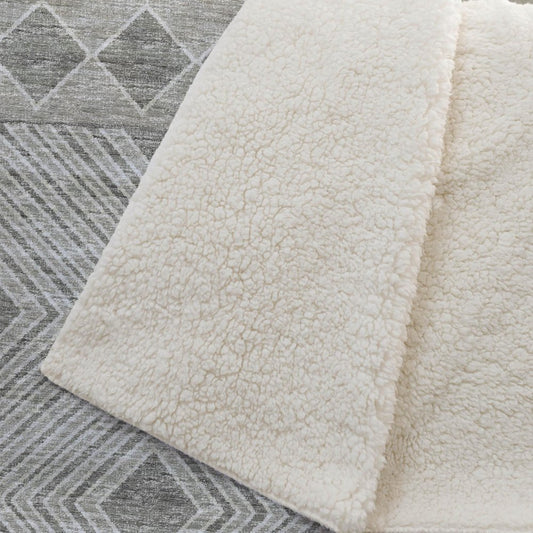 50" X 70" Taupe And Ivory Geometric Plush Throw Blanket