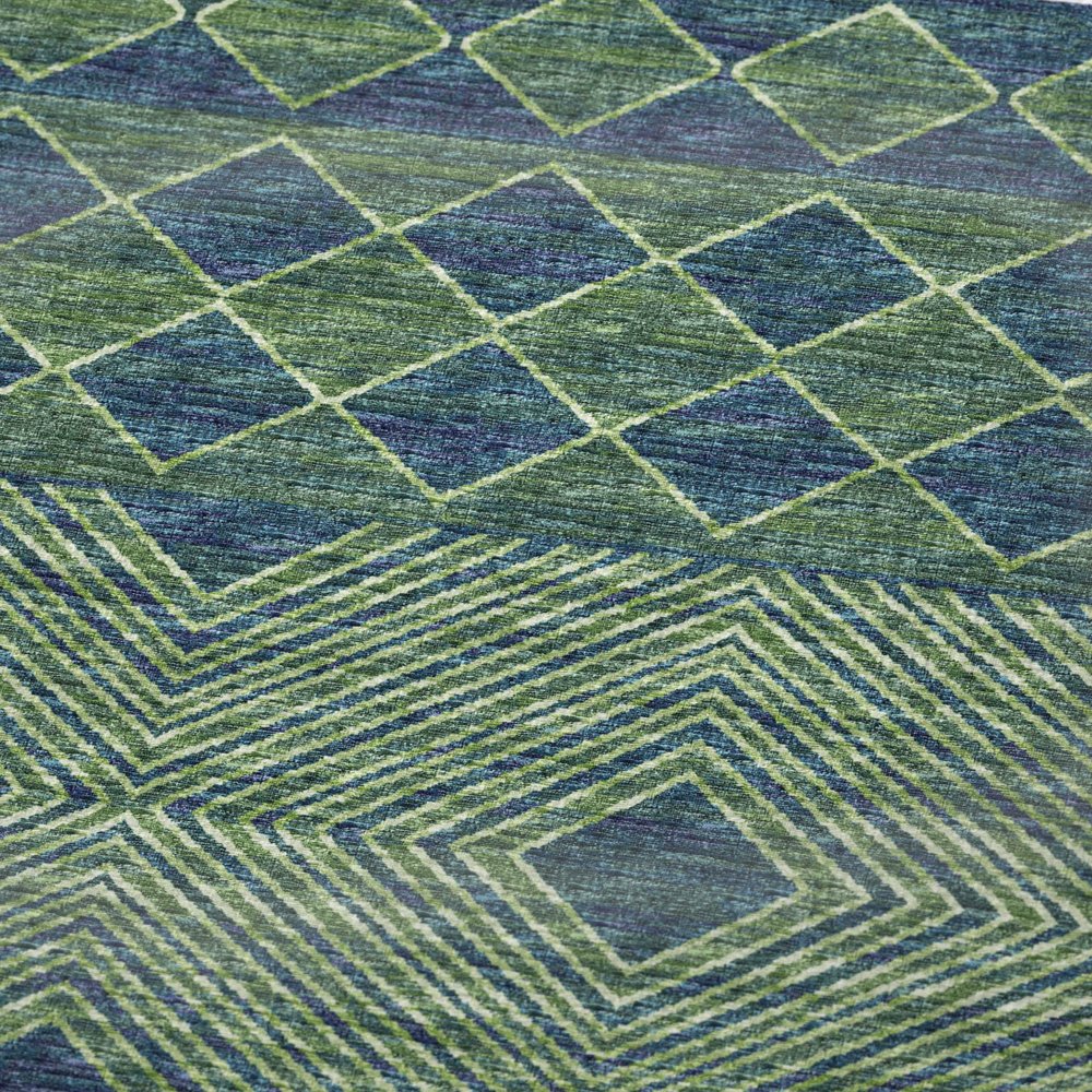 50" X 70" Green And Blue Geometric Polyester Woven Plush Throw Blanket