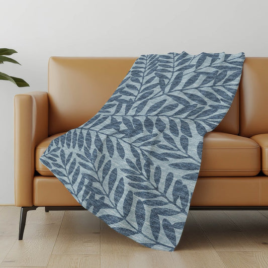 50" X 70" Blue And Sky Blue Floral Polyester Woven Plush Throw Blanket