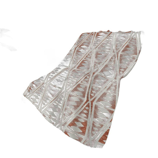 50" X 70" Rust And Beige Geometric Polyester Woven Plush Throw Blanket