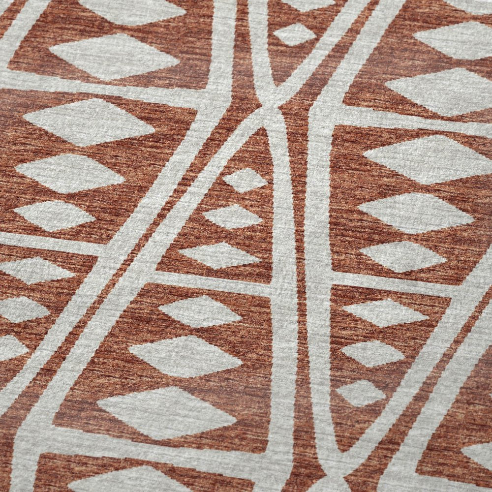 50" X 70" Rust And Beige Geometric Polyester Woven Plush Throw Blanket