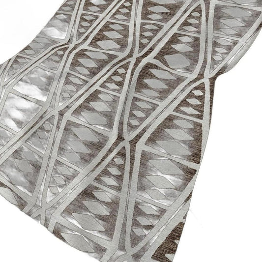 50" X 70" Brown And Ivory Geometric Polyester Woven Plush Throw Blanket