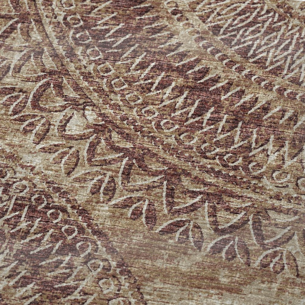 50" X 70" Rust And Beige Floral Polyester Woven Plush Throw Blanket