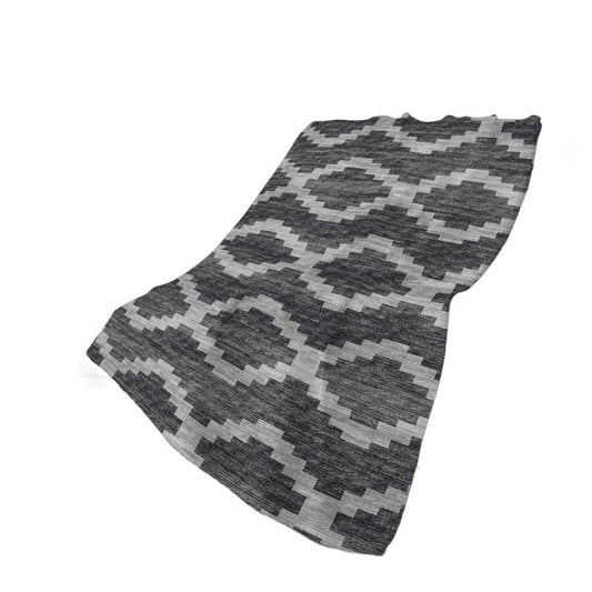 50" X 70" Gray And Charcoal Geometric Polyester Woven Plush Throw Blanket