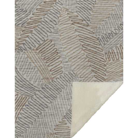 50" X 70" Coffee And Gray Microfiber Abstract Plush Throw Blanket