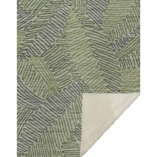 50" X 70" Green And Gray Microfiber Abstract Plush Throw Blanket