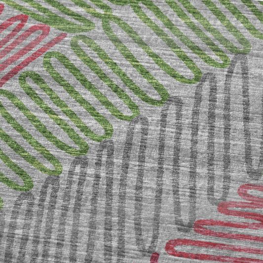 50" X 70" Pink Green And Gray Abstract Polyester Woven Plush Throw Blanket