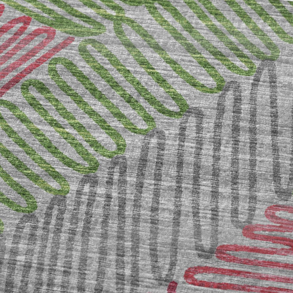 50" X 70" Pink Green And Gray Abstract Polyester Woven Plush Throw Blanket