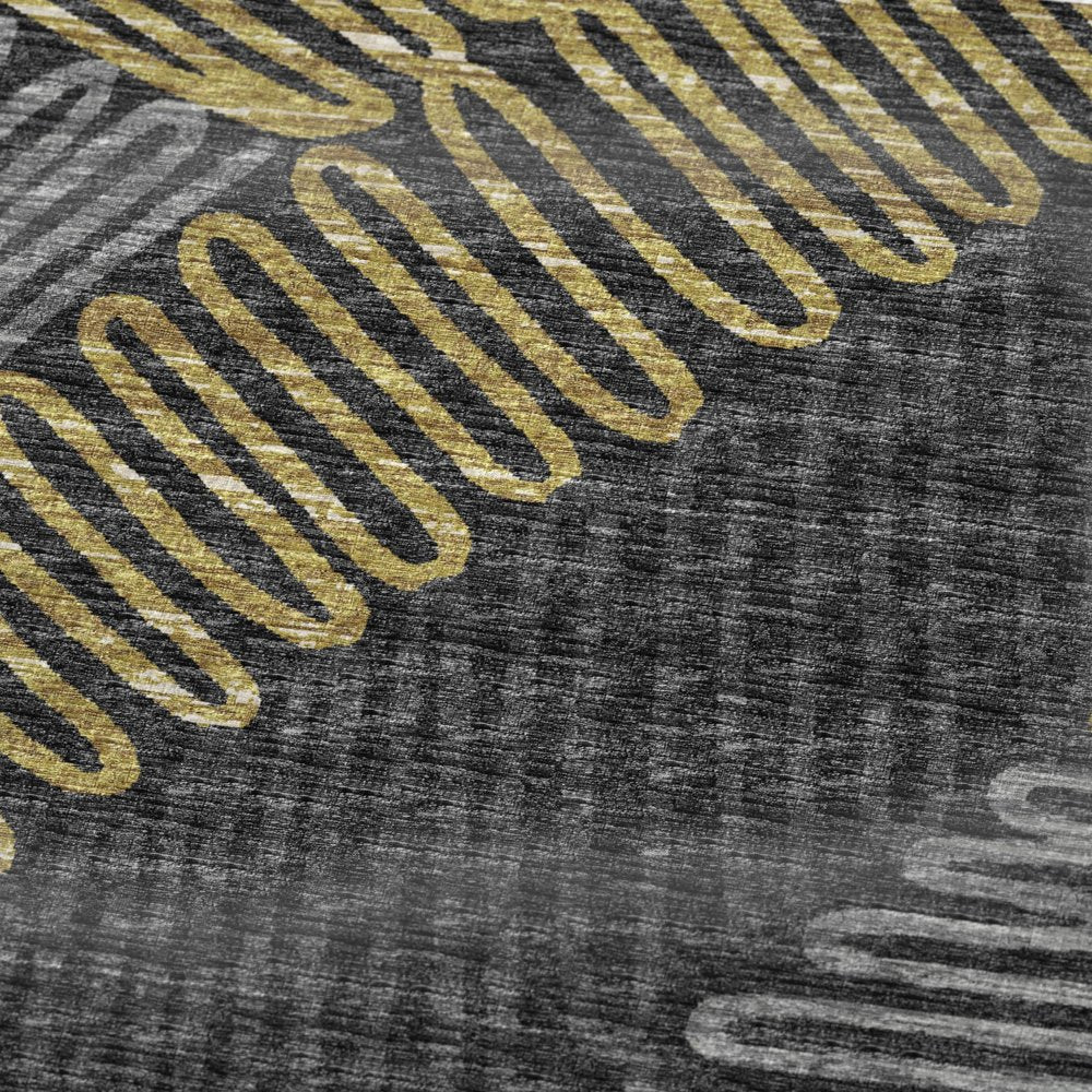 50" X 70" Gray Gold And Charcoal Abstract Polyester Woven Plush Throw Blanket