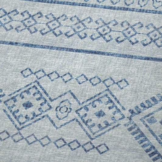 50" X 70" Blue And Light Blue Microfiber Geometric Plush Throw Blanket