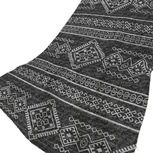 50" X 70" Gray And Charcoal Geometric Polyester Woven Plush Throw Blanket