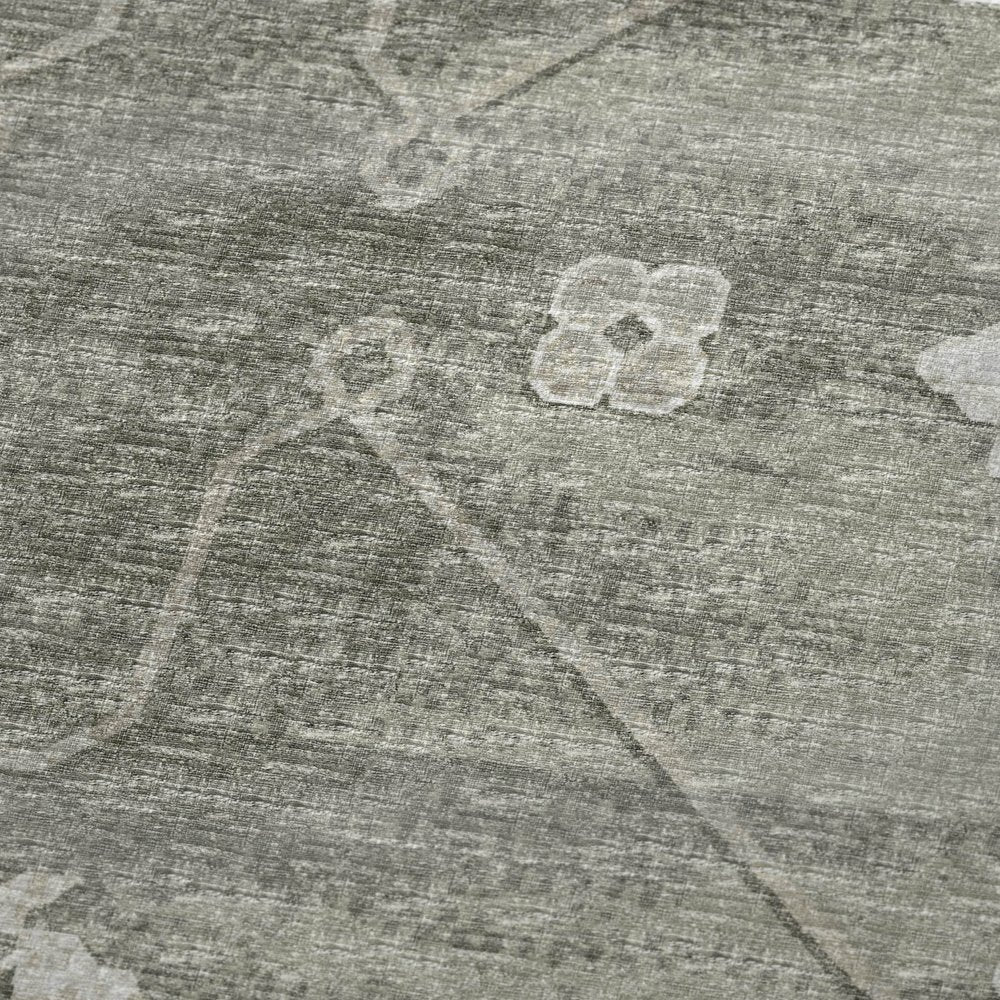 50" X 70" Olive Green And Beige Floral Polyester Woven Plush Throw Blanket