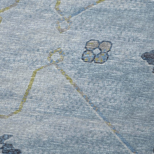 50" X 70" Blue And Light Blue Floral Polyester Woven Plush Throw Blanket