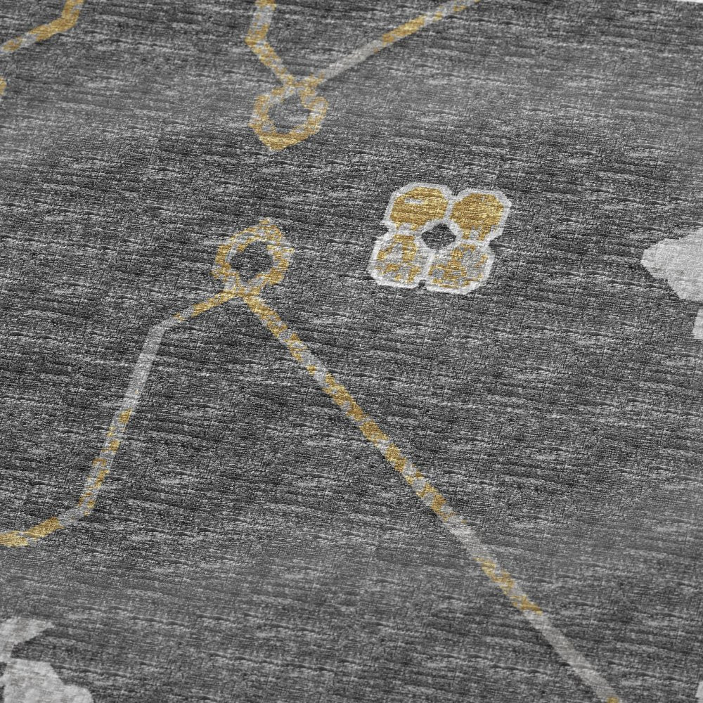 50" X 70" Gray Ivory And Gold Floral Polyester Woven Plush Throw Blanket