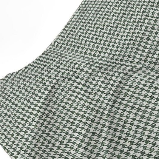 50" X 70" Green And White Houndstooth Polyester Woven Plush Throw Blanket