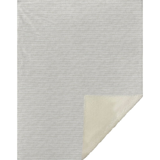 50" X 70" Linen And Ivory Microfiber Striped Plush Throw Blanket