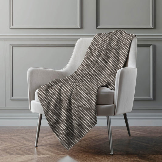 50" X 70" Chocolate And Beige Striped Polyester Woven Plush Throw Blanket