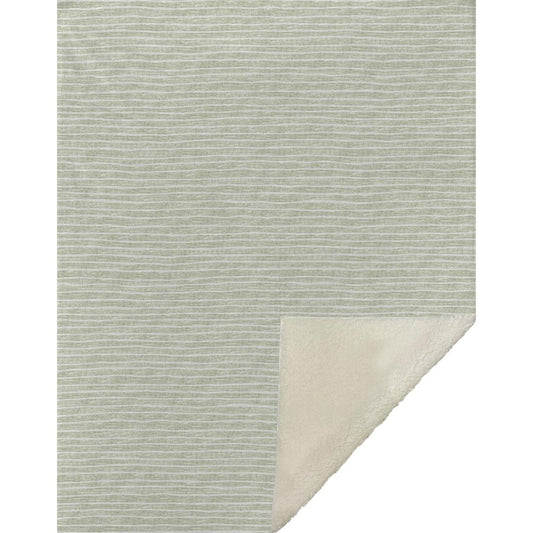 50" X 70" Mint Green And Ivory Striped Microfiber Plush Throw Blanket