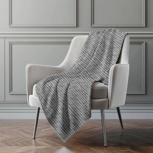 50" X 70" Gray And Light Gray Striped Polyester Woven Plush Throw Blanket