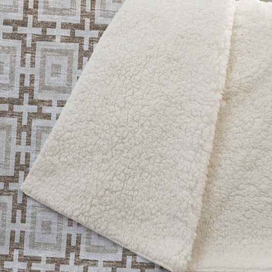 50" X 70" Taupe And Beige Geometric Microfiber Plush Throw Blanket