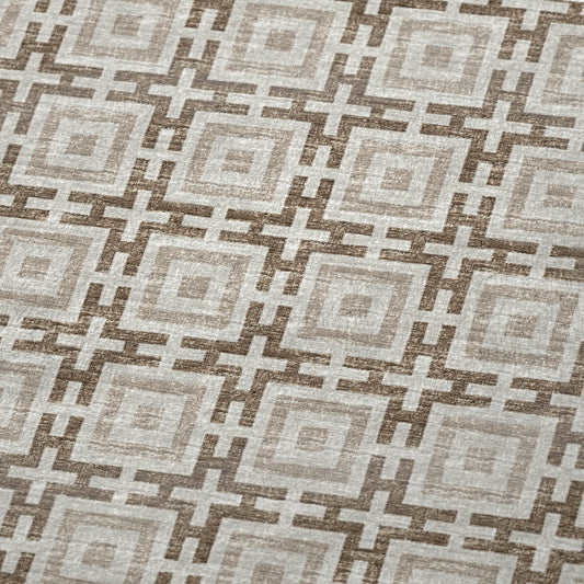 50" X 70" Taupe And Beige Geometric Polyester Woven Plush Throw Blanket