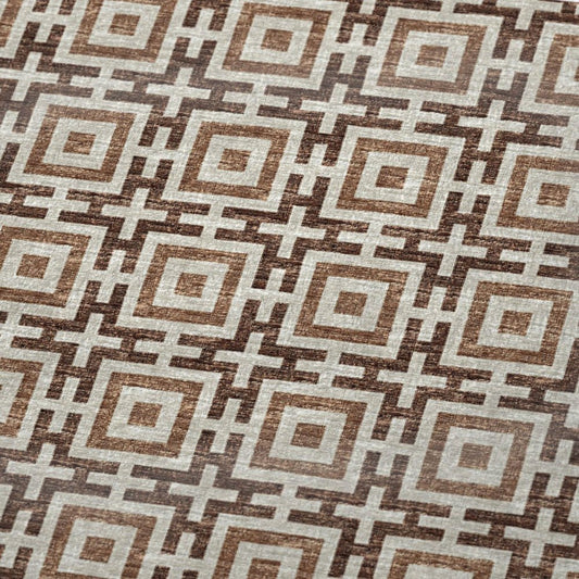 50" X 70" Rust And Beige Geometric Plush Throw Blanket