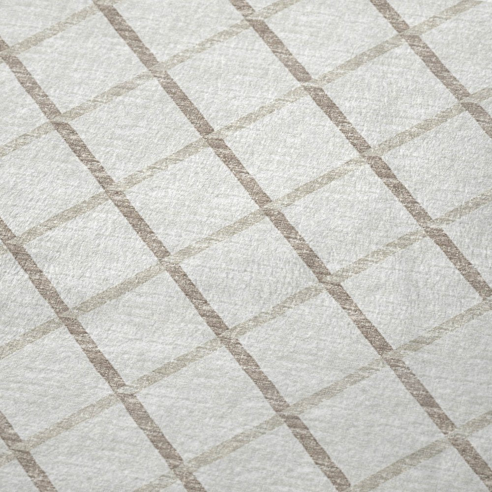 50" X 70" Ivory And Taupe Geometric Polyester Woven Plush Throw Blanket