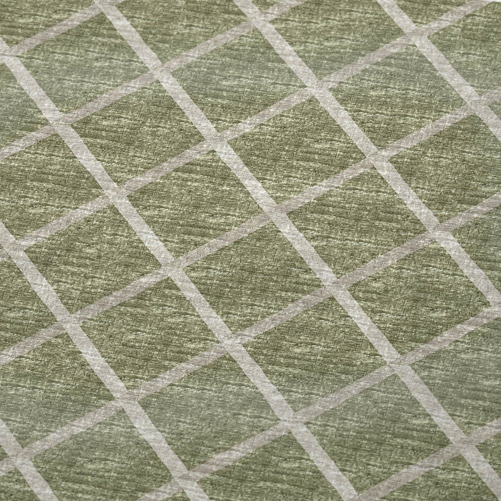 50" X 70" Artichoke Green And Beige Geometric Polyester Woven Plush Throw Blanket