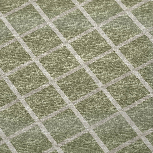 50" X 70" Artichoke Green And Beige Geometric Polyester Woven Plush Throw Blanket