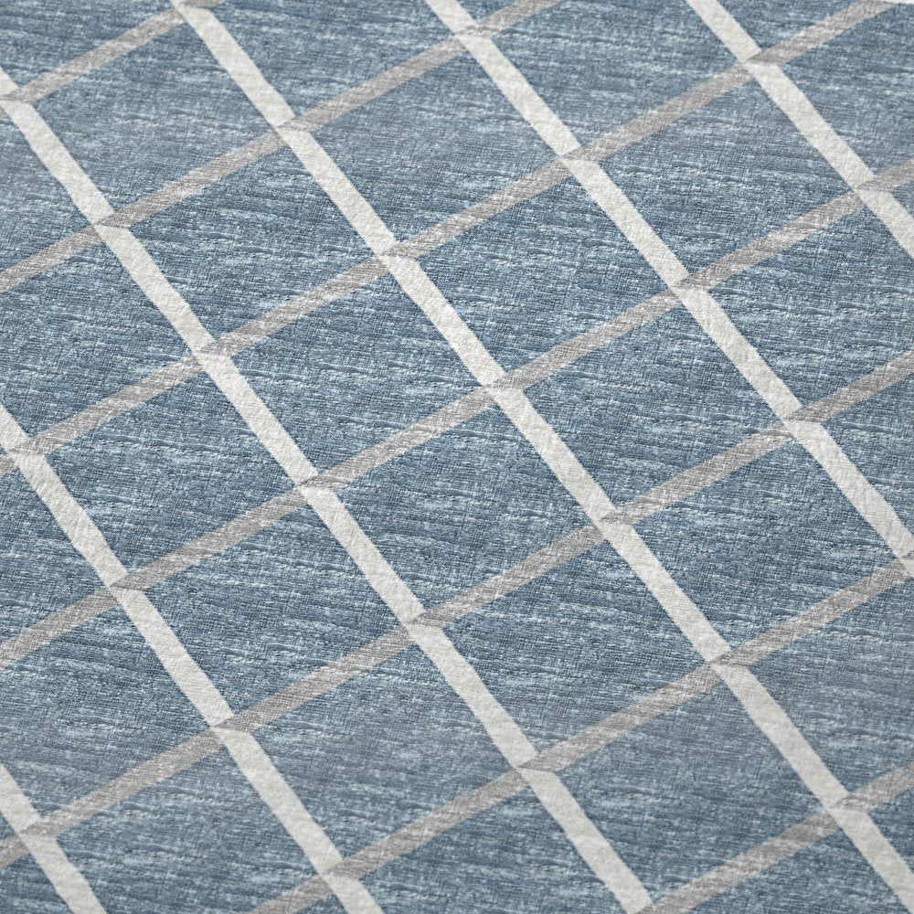 50" X 70" Sky Blue And Ivory Geometric Polyester Woven Plush Throw Blanket