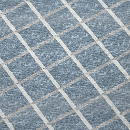 50" X 70" Sky Blue And Ivory Microfiber Geometric Plush Throw Blanket