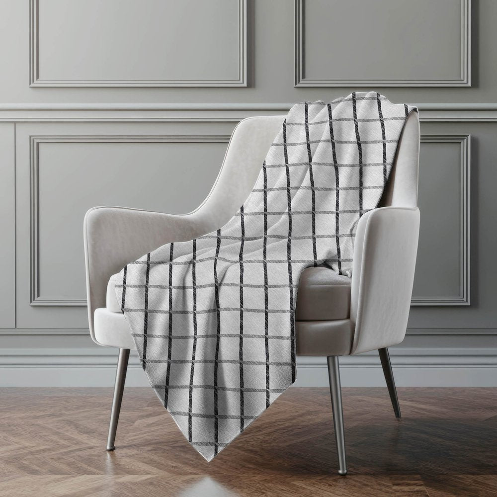 50" X 70" Gray And Ivory Geometric Polyester Woven Plush Throw Blanket