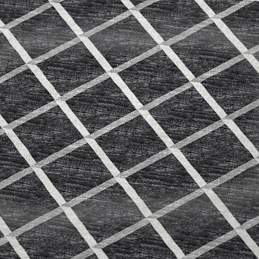 50" X 70" Black And Ivory Geometric Polyester Woven Plush Throw Blanket