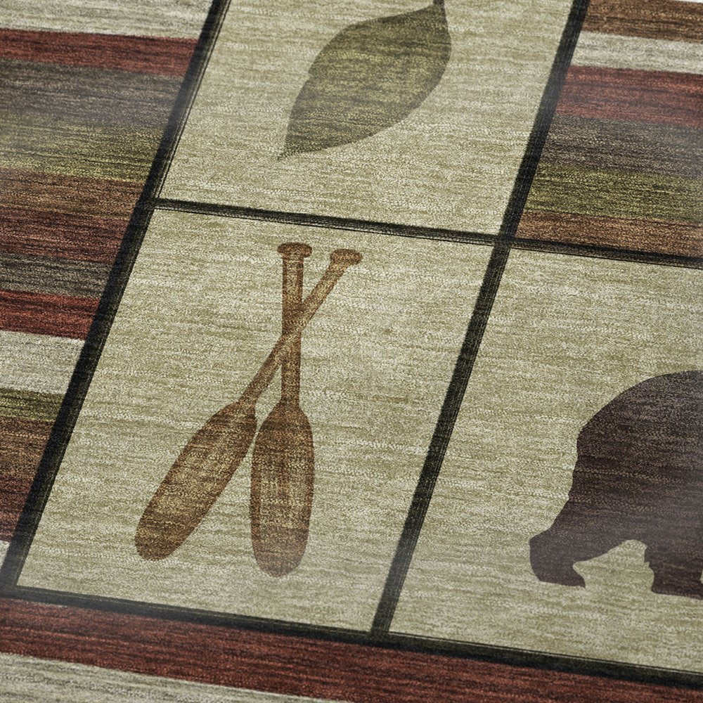 50" X 70" Beige Rust And Green Animal Print Polyester Woven Plush Throw Blanket