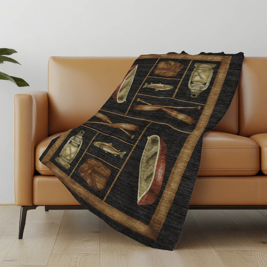 50" X 70" Midnight Brown And Beige Animal Print Microfiber Plush Throw Blanket