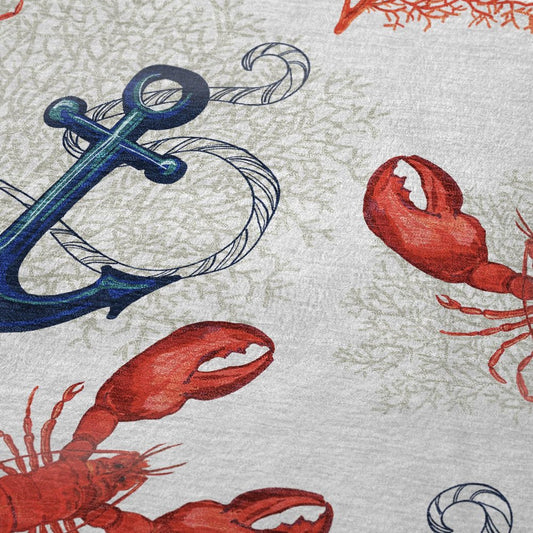50" X 70" Ivory Red and Blue Microfiber Coastal Nautical Plush Throw Blanket
