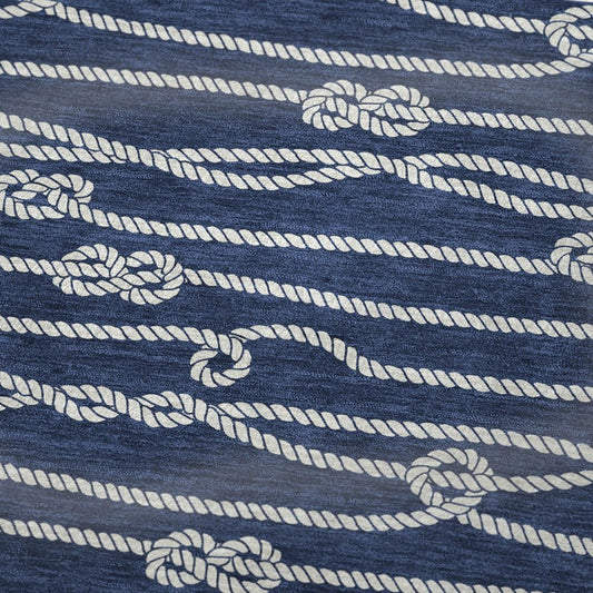 50" X 70" Navy Blue And Ivory Striped Polyester Woven Plush Throw Blanket