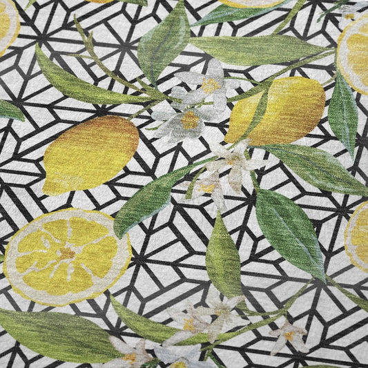 50" X 70" Yellow Ivory And Green Geometric Polyester Woven Plush Throw Blanket