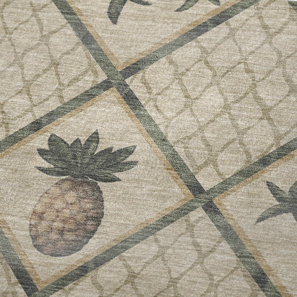 50" X 70" Beige Gold And Green Geometric Polyester Woven Plush Throw Blanket