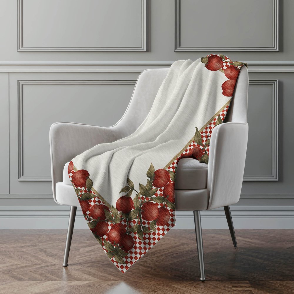 50" X 70" Red Ivory And Green Checkered Polyester Woven Plush Throw Blanket
