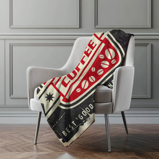 50" X 70" Midnight Ivory And Red Geometric Polyester Woven Plush Throw Blanket