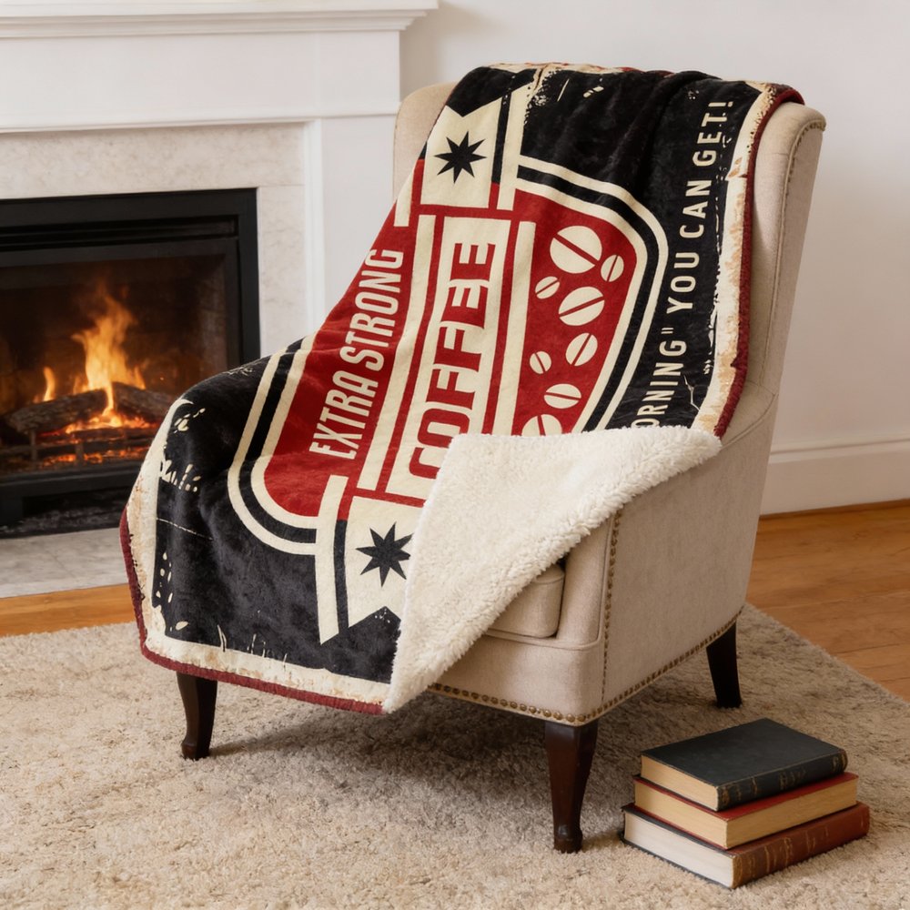 50" X 70" Midnight Ivory And Red Geometric Microfiber Plush Throw Blanket