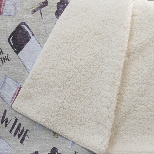 50" X 70" Ivory Purple And Green Wine Tasting Microfiber Plush Throw Blanket