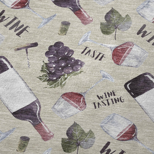 50" X 70" Ivory Purple And Green Wine Tasting Microfiber Plush Throw Blanket